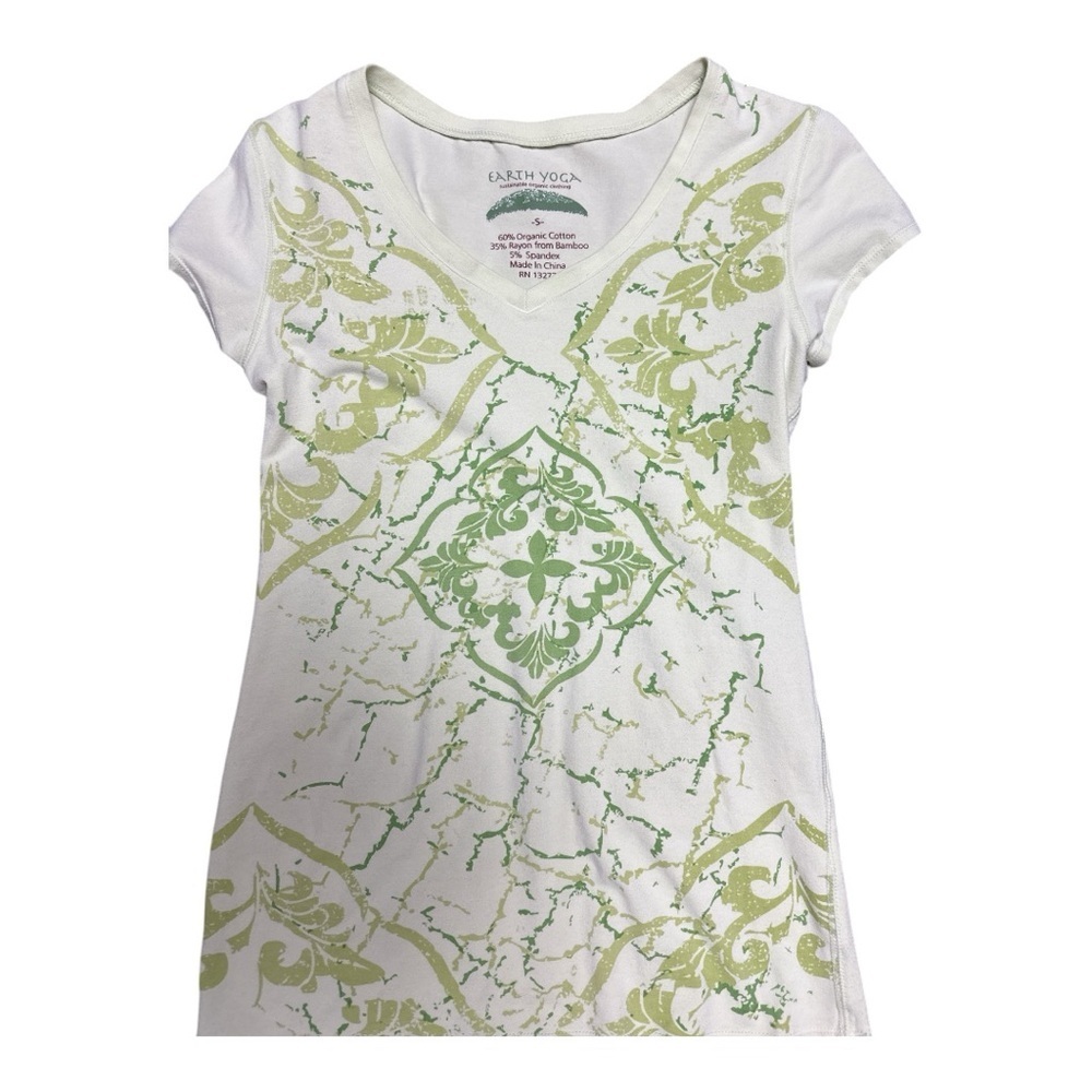 Earth Yoga - EC - White and Green Short Sleeve Tee